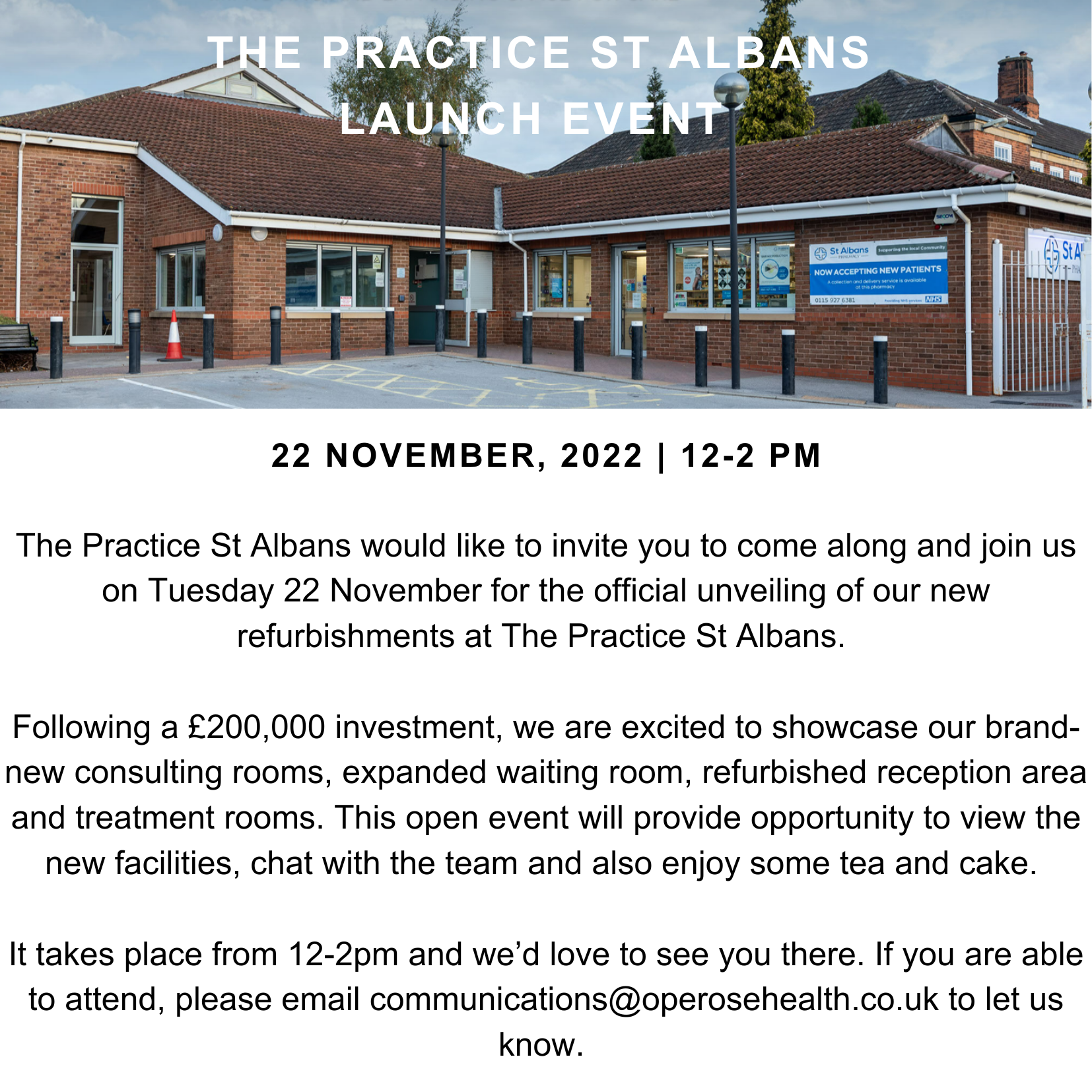 St Albans Launch Event 22nd November – You Are Invited!